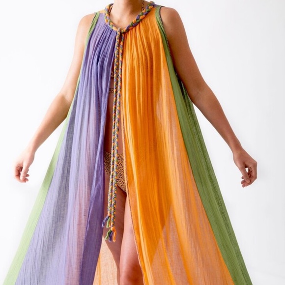 Miguelina Calypso Color-block Cotton-gauze Coverup - Orange - Picture 8 of 8